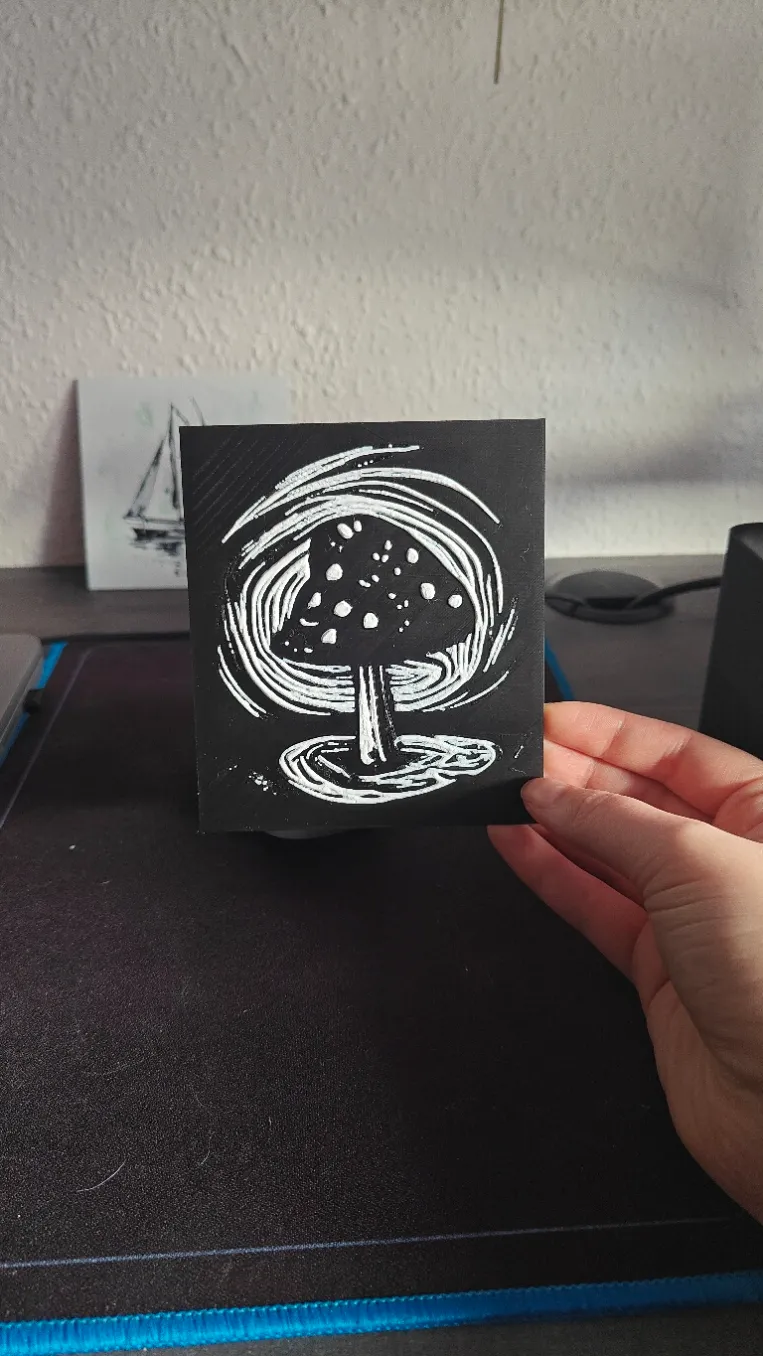 Mushroom linocut hueforge