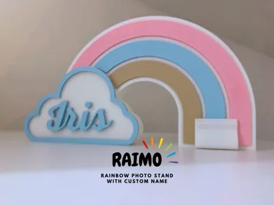 RAIMO - Rainbow Photo Stand with Custom Name