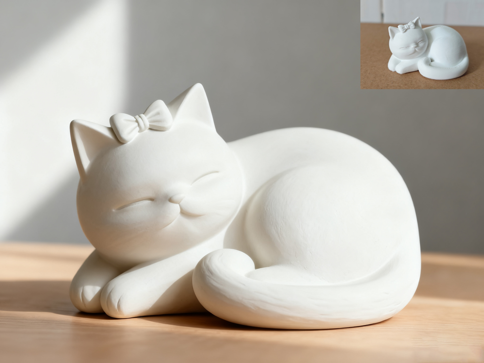 Gatinho Adormecido com Laço