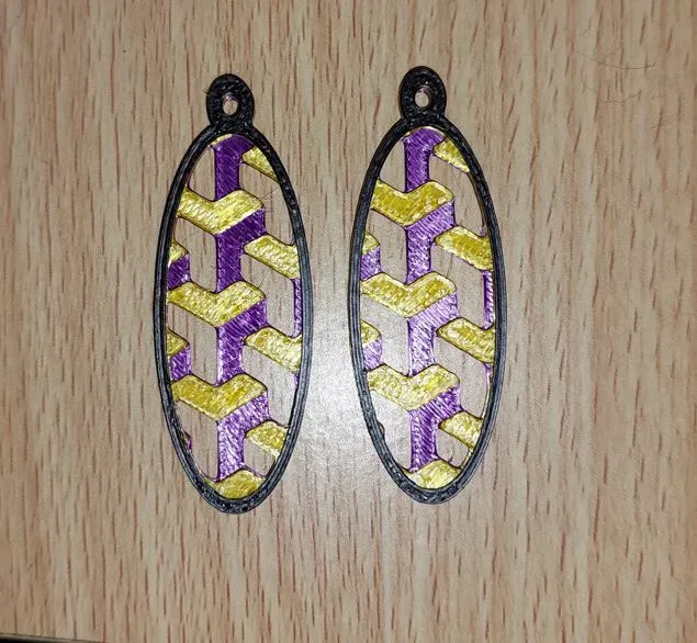 Triple layer oval Drop Earrings - NO AMS! view 2