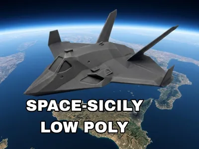 Space Sicily Low Poly Jet #005