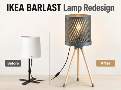 IKEA BARLAST Lamp Redesign – Wooden Rod Lamp