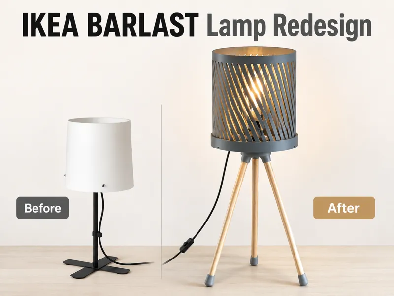 IKEA BARLAST Lamp Redesign – Wooden Rod Lamp