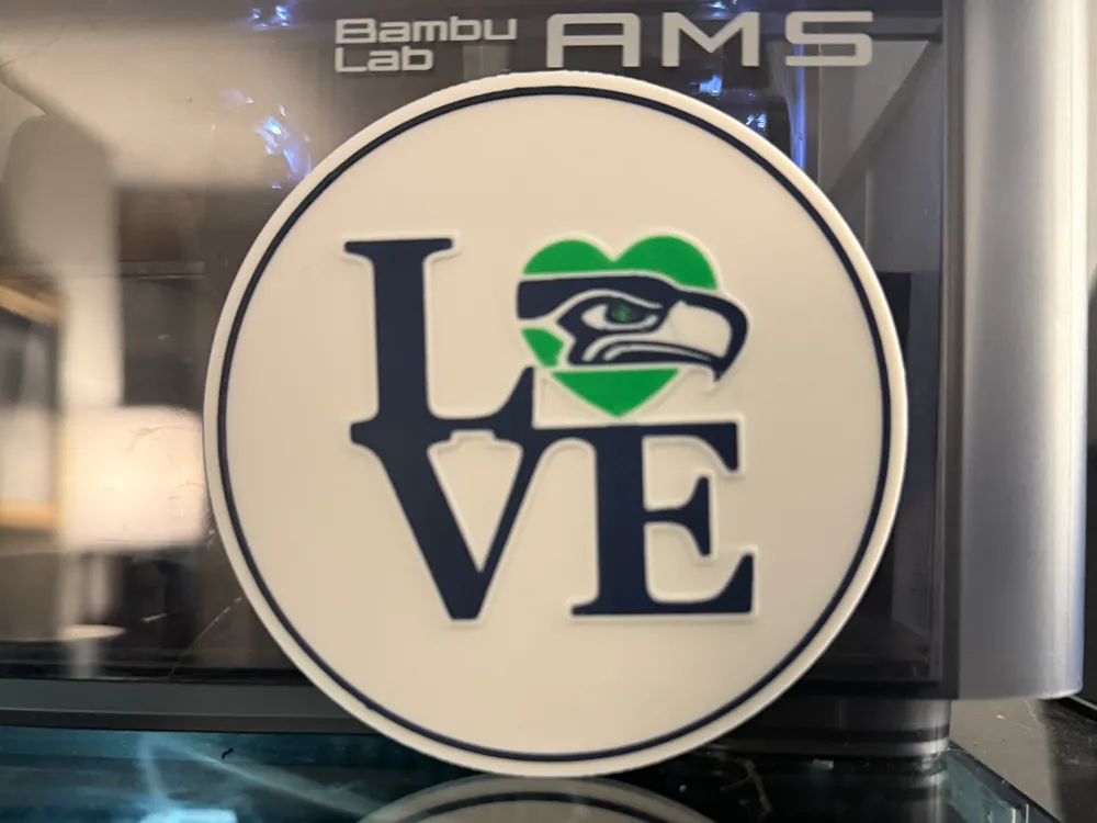 LOVE SEATTLE SEAHAWKS COASTER - Free 3D Print Model - MakerWorld