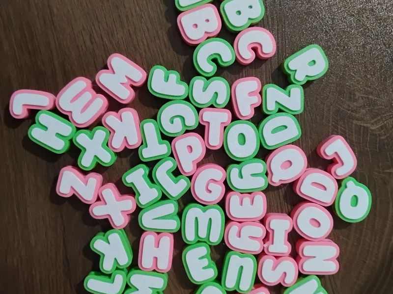 Chunky letter bead with two holes