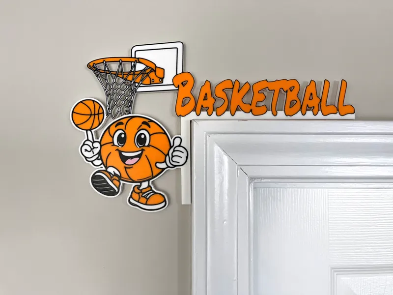 Captain Swish Basketball Mascot Door Corner Decor