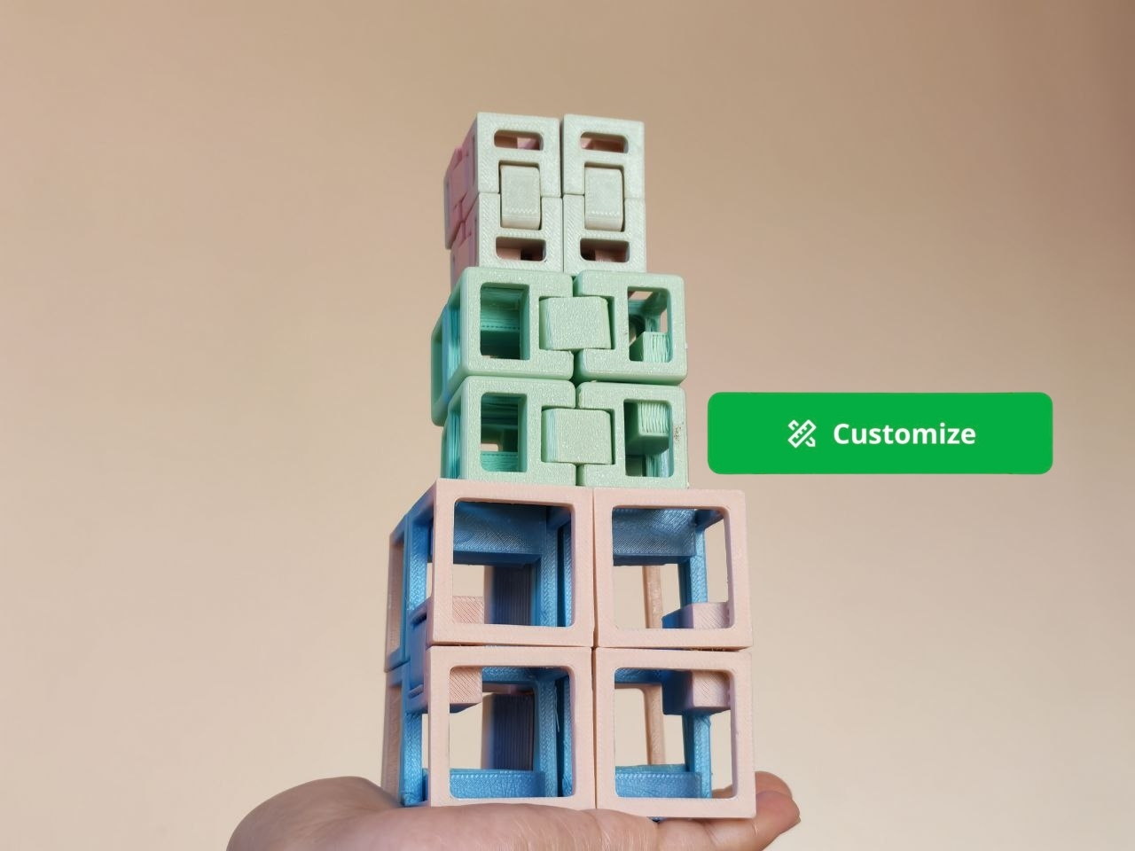 Infinity Cube + Customizable , Print in place