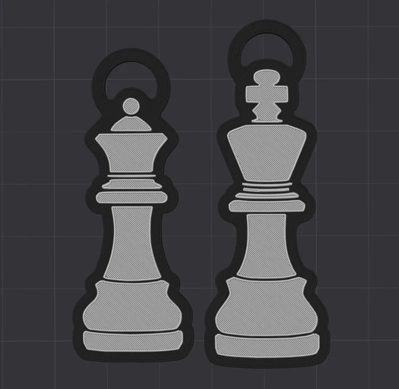 Chess King and Queen Keychains