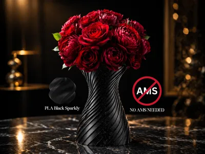 Black Sparkle Twisted Vase