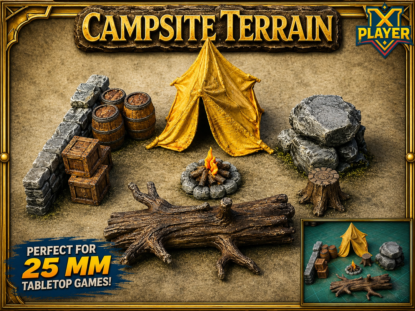 Campsite, Roadblock, Rock Terrain: DnD PF Mini