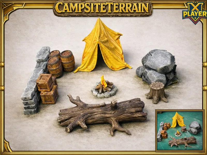 Campsite, Roadblock, Rock Terrain: DnD PF Mini