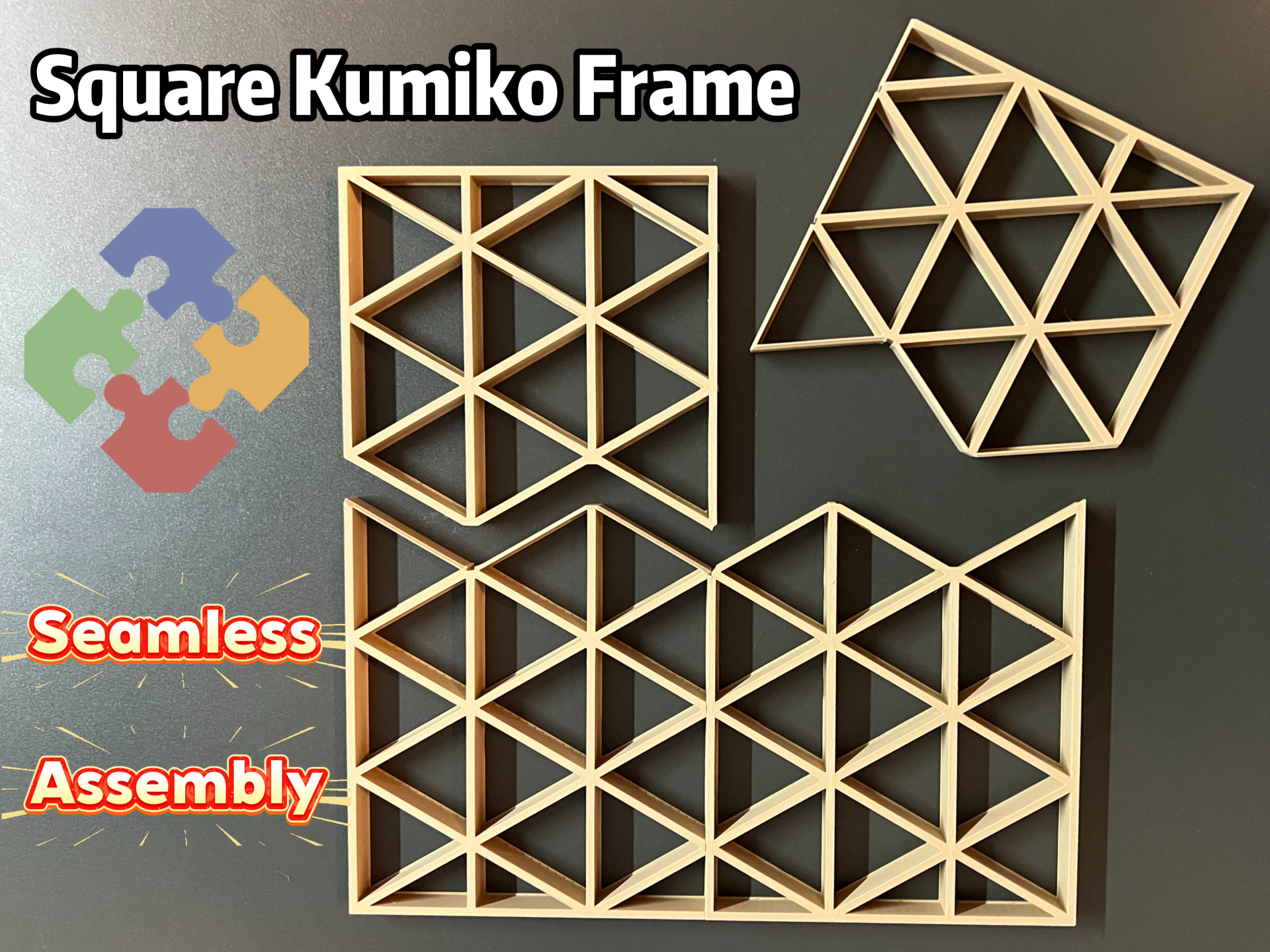 Square Kumiko Frame - Seamless Assembly (Tri66)