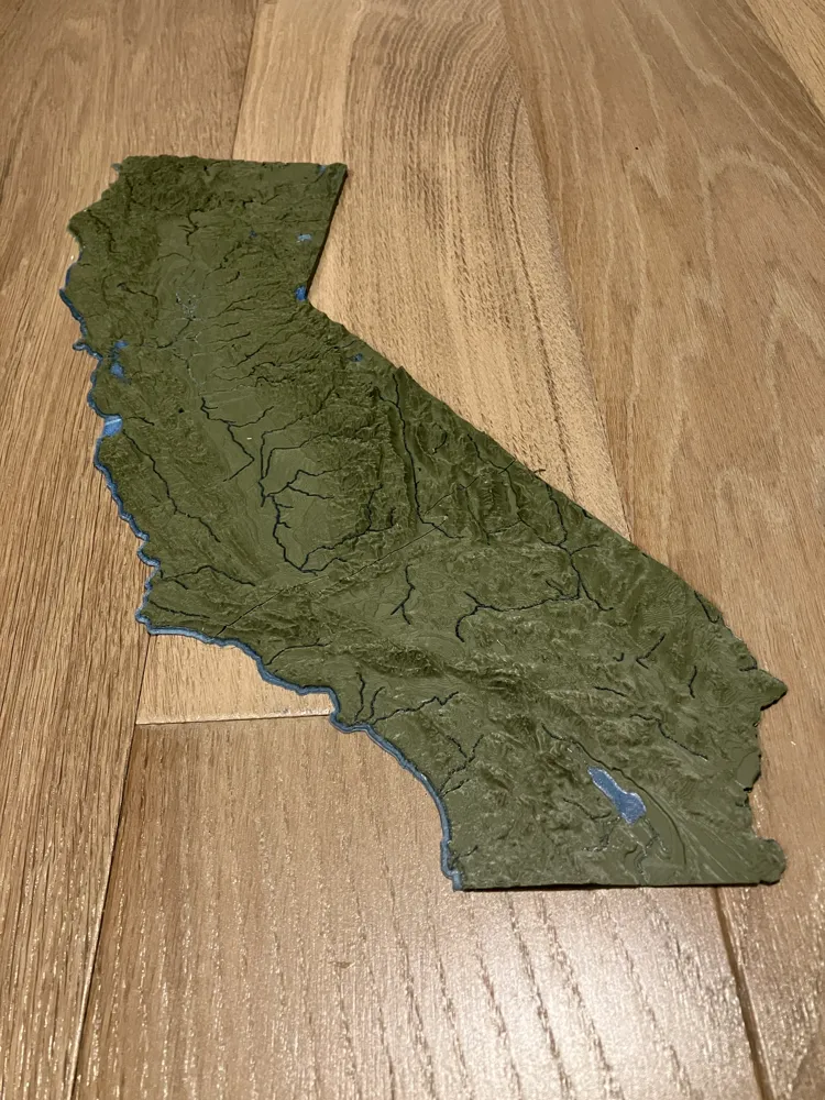 California, USA (CA) Topographic Map with Rivers by Anson Liu ...