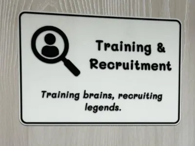 Training and Recruitment department door sign