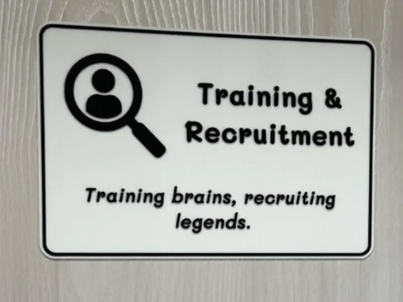 Training and Recruitment department door sign