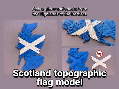 Scotland topography flag model Alba mainland 