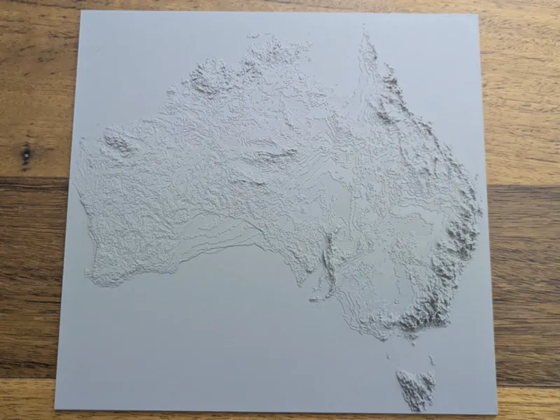 Australia with 100x vertical exaggeration