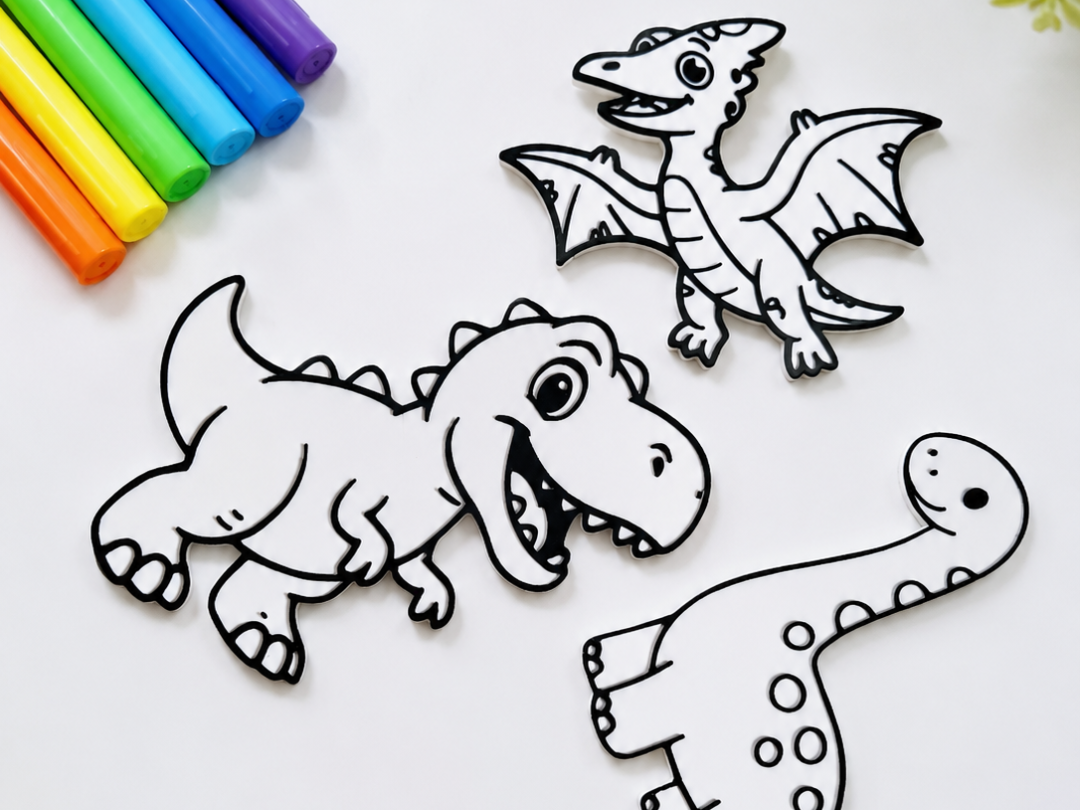 Plaquinhas de colorir - Dino
