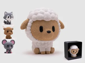 Sheep Figurine & Stand | No AMS | Fuzzy Skin