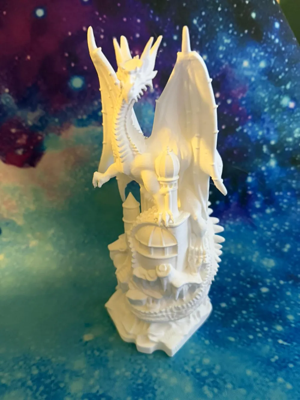 Detailed Fantasy Dragon on Castle Hand-Painted - Free 3D Print Model ...