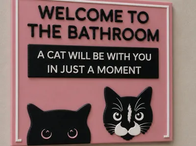 Funny Cat Bathroom Sign – Custom Cat Edition