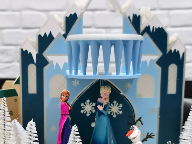 Frozen Ice Castle with doors, stairs and balcony 