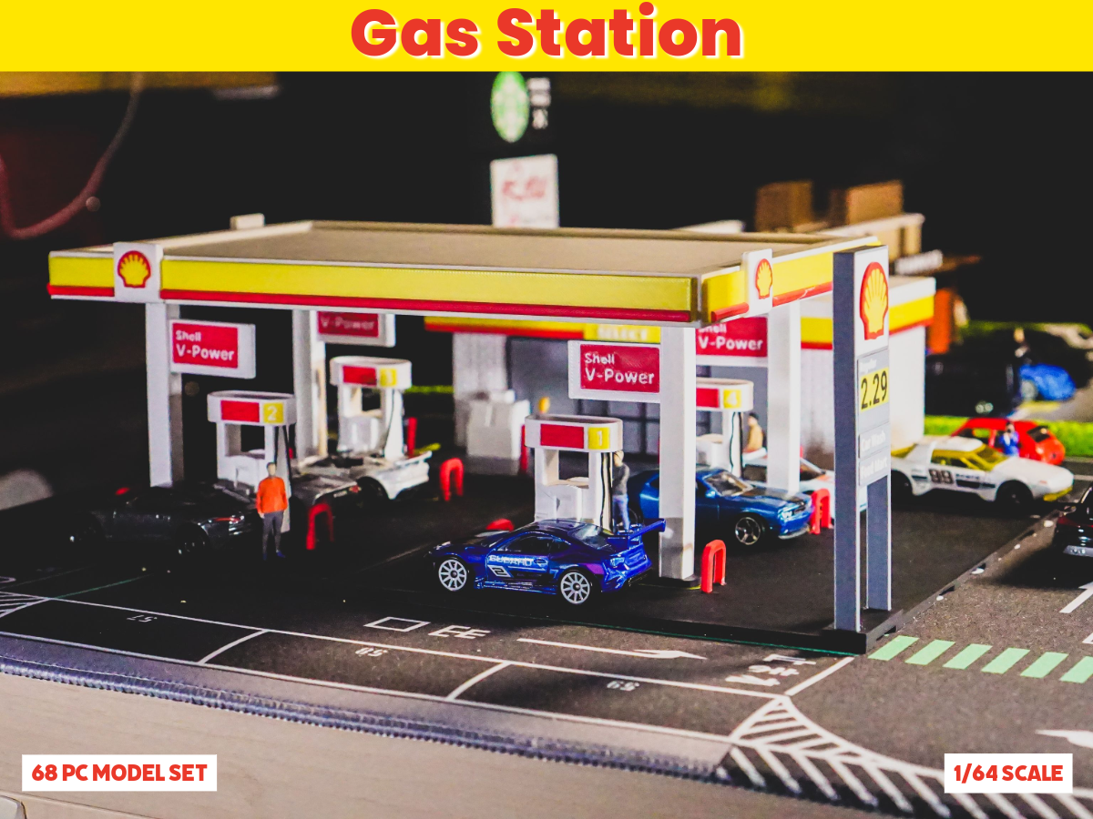 Gas Station Model Set - 1:64 Scale Diorama