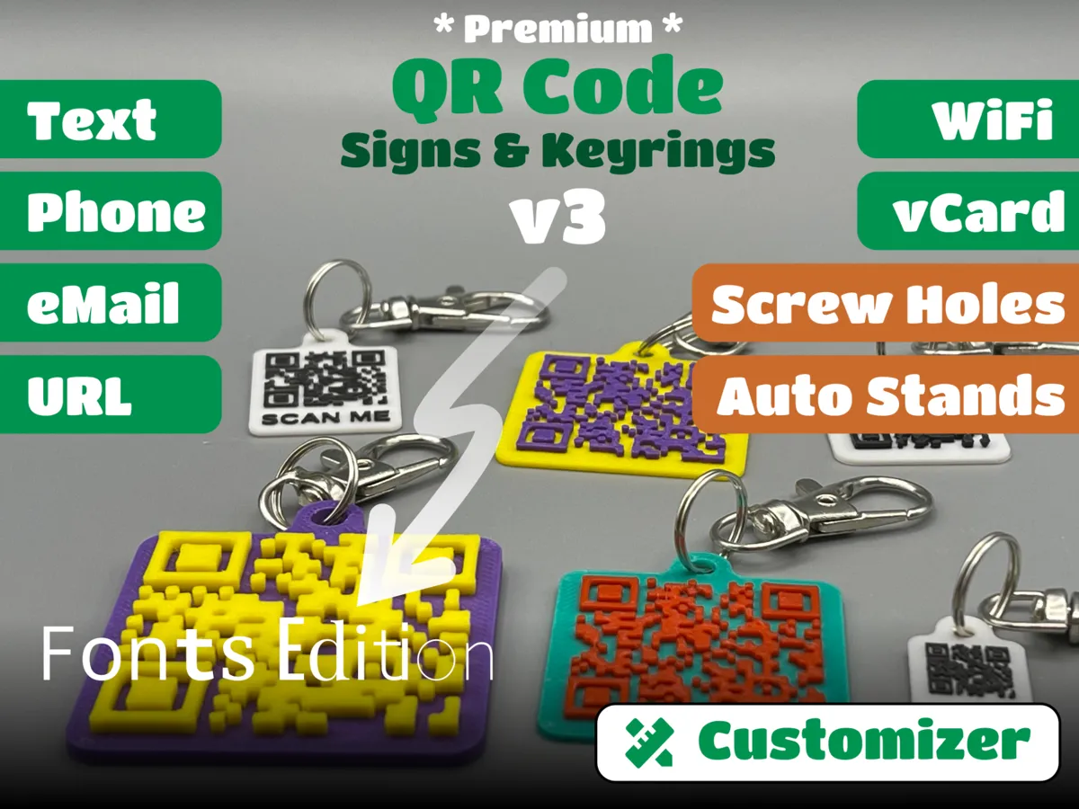 QR Code Sign & Keychain Parametric Creator by MalcTheOracle MakerWorld: Download Free 3D Models - 3D model önizlemesi