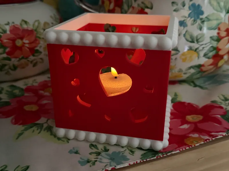 Valentine Heart Votive for tea light or puck light