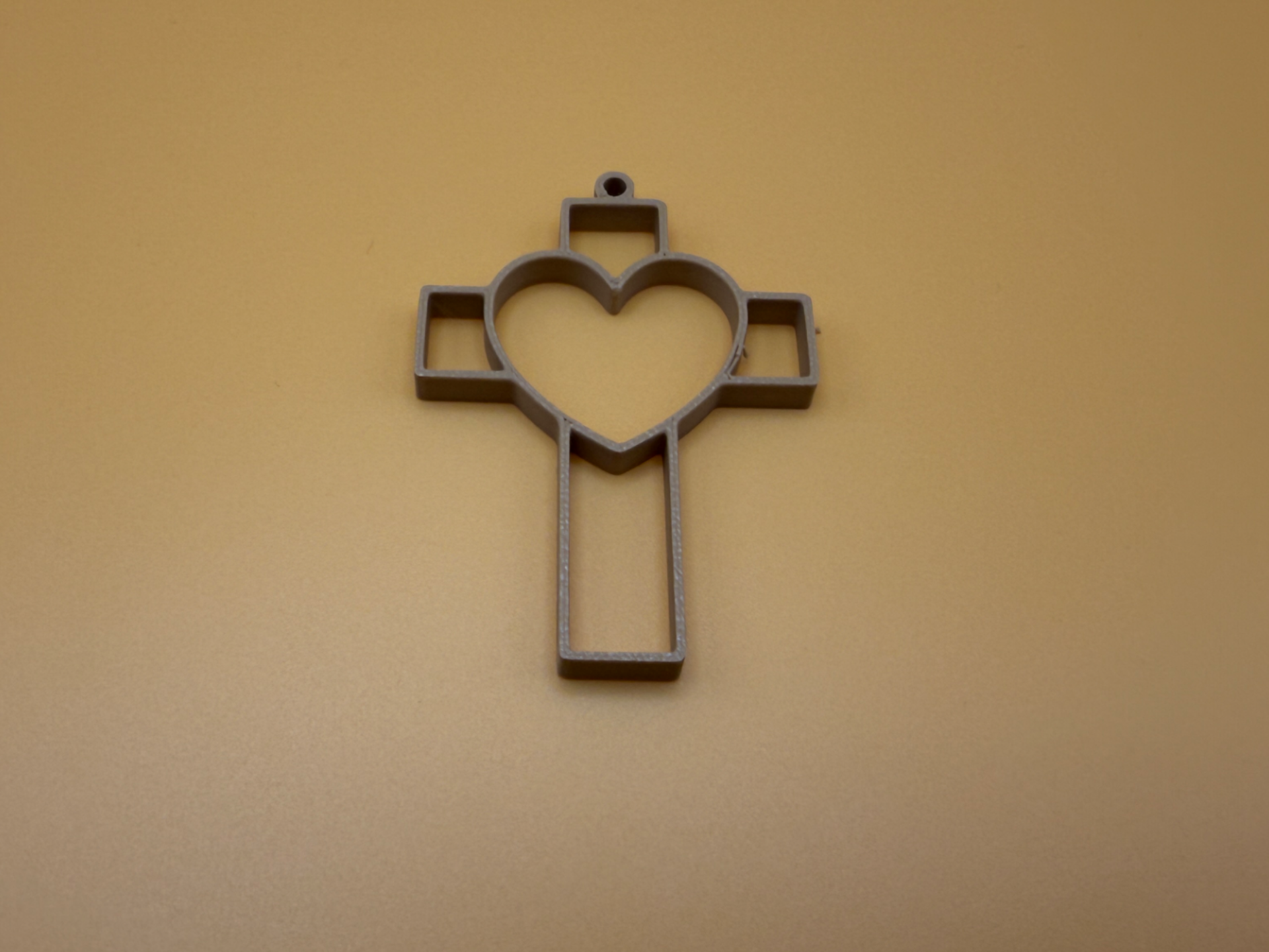 Cross with Heart Outline Pendant / Keychain