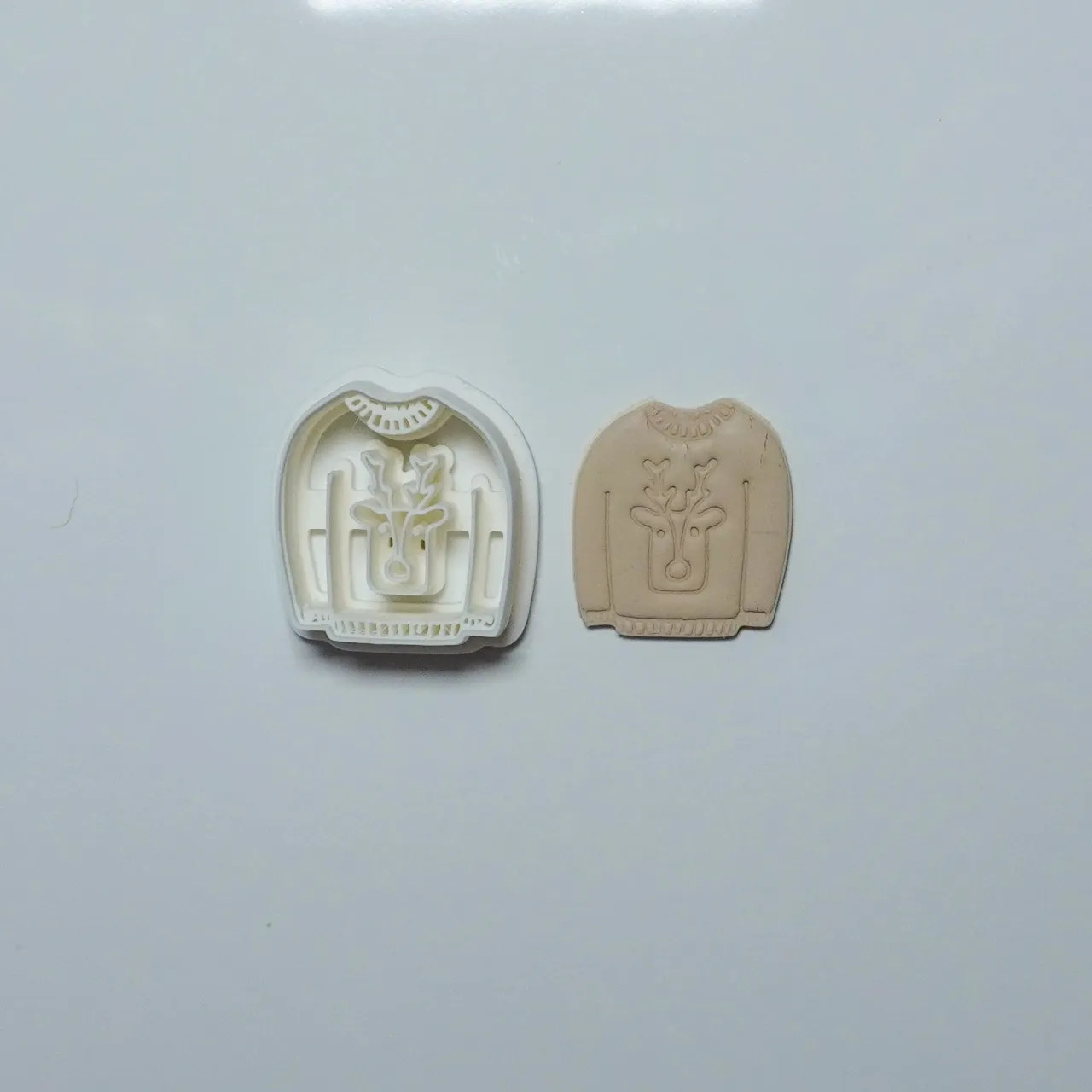 Christmas Sweater Polymer Clay Cutter Earrings view 2