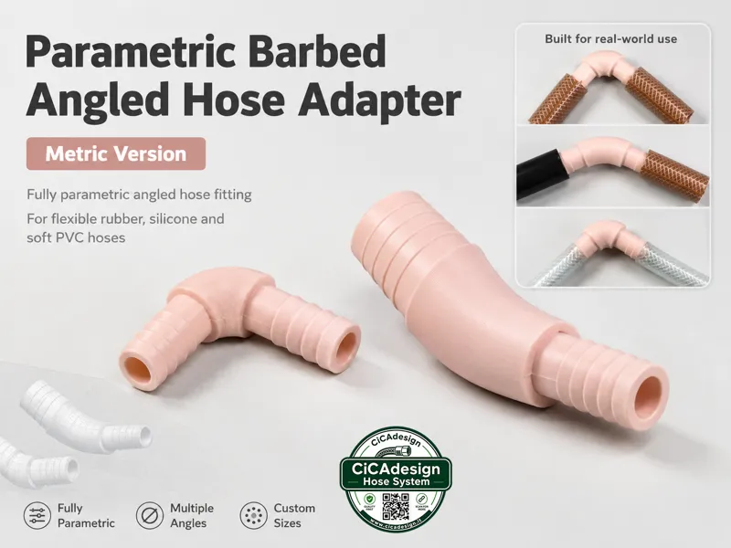 Parametric Angled Barbed Hose Adapter – Metric
