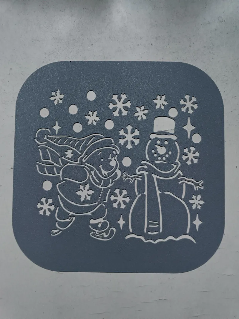 Christmas Teddy Bear 3 with Snowman - Stencil