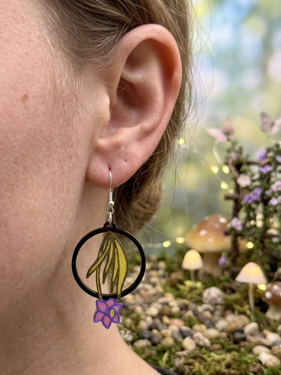Botanical Bloom Hoop Earrings (0.4mm Nozzle) view 3