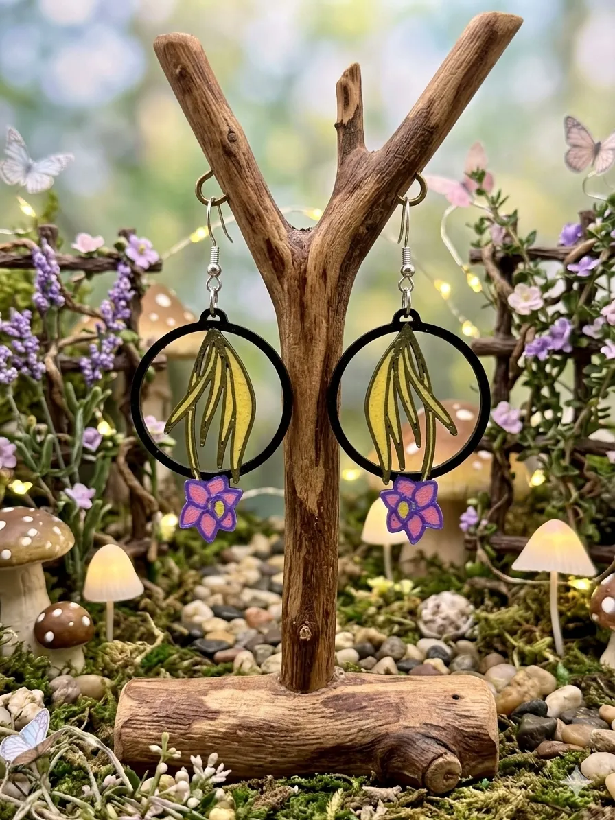 Botanical Bloom Hoop Earrings (0.4mm Nozzle) view 2
