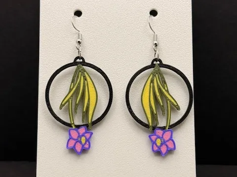 Botanical Bloom Hoop Earrings (0.4mm Nozzle)