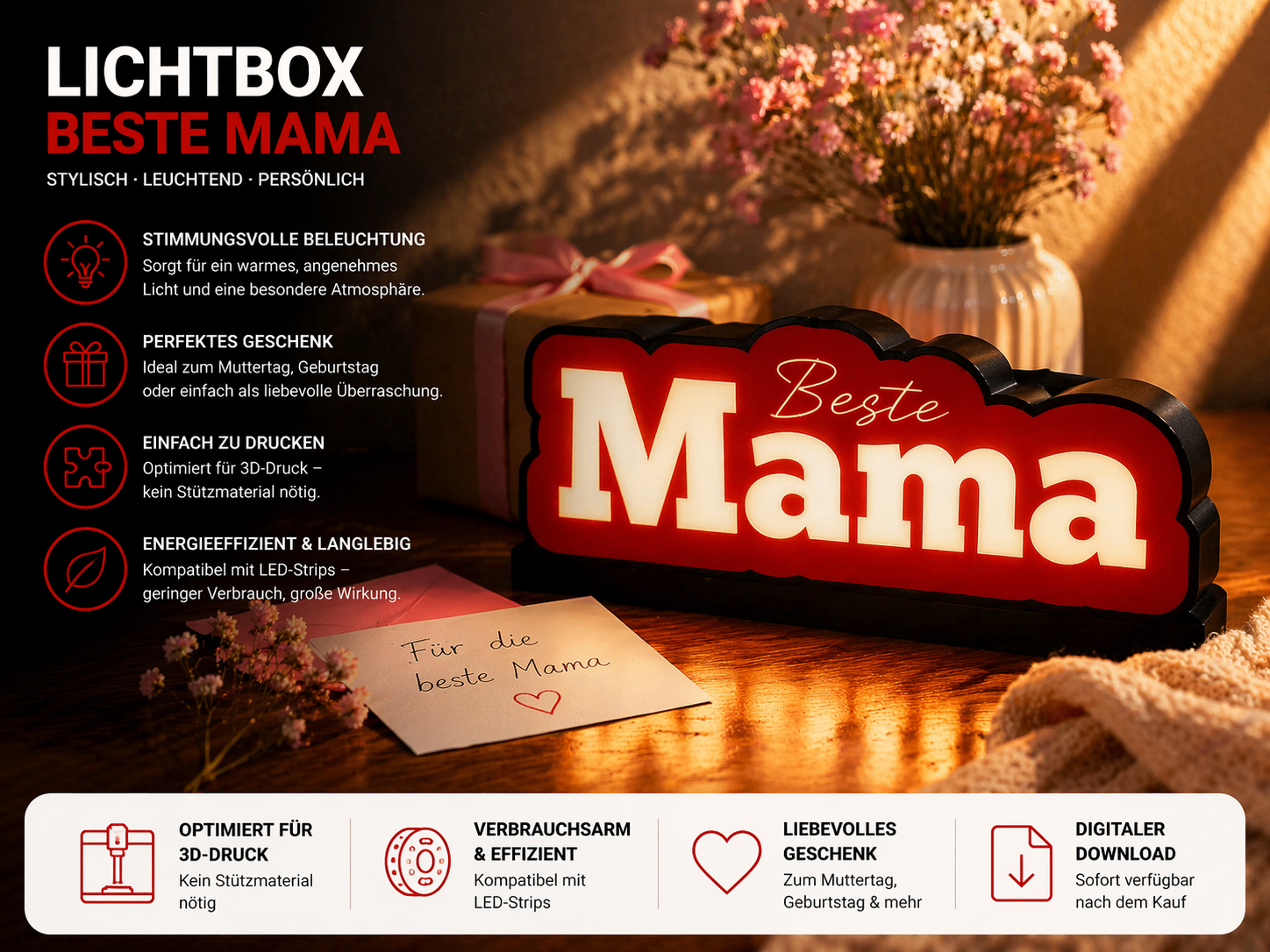 Beste Mama Lightbox – liebevolle Box zum Muttertag