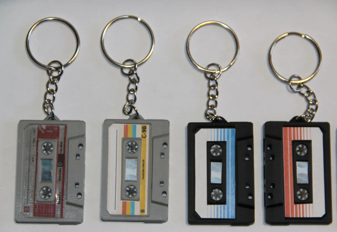 Mini Cassette Tape Keychain with NFC Tag view 3