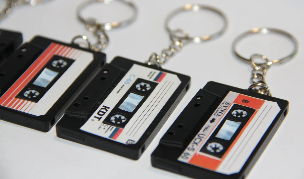 Mini Cassette Tape Keychain with NFC Tag view 2