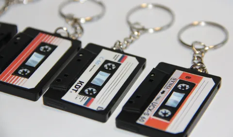 Mini Cassette Tape Keychain with NFC Tag view 2