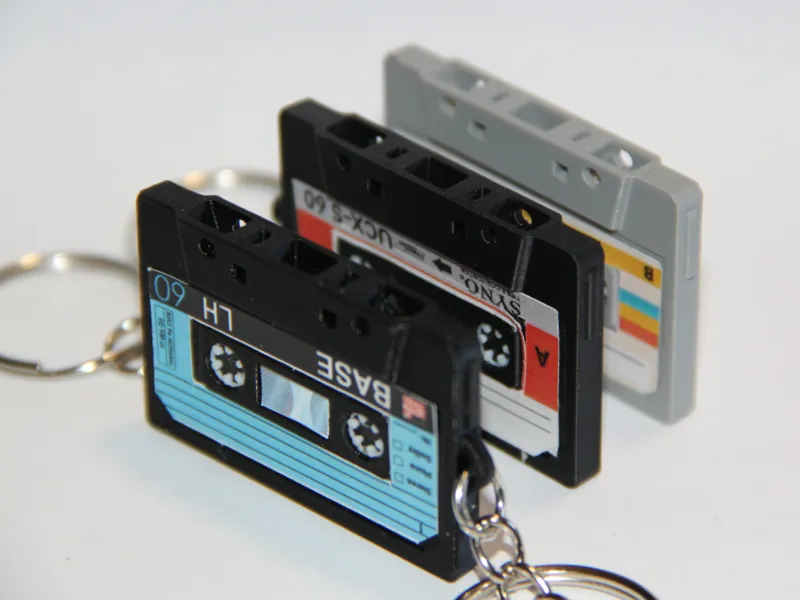 Mini Cassette Tape Keychain with NFC Tag