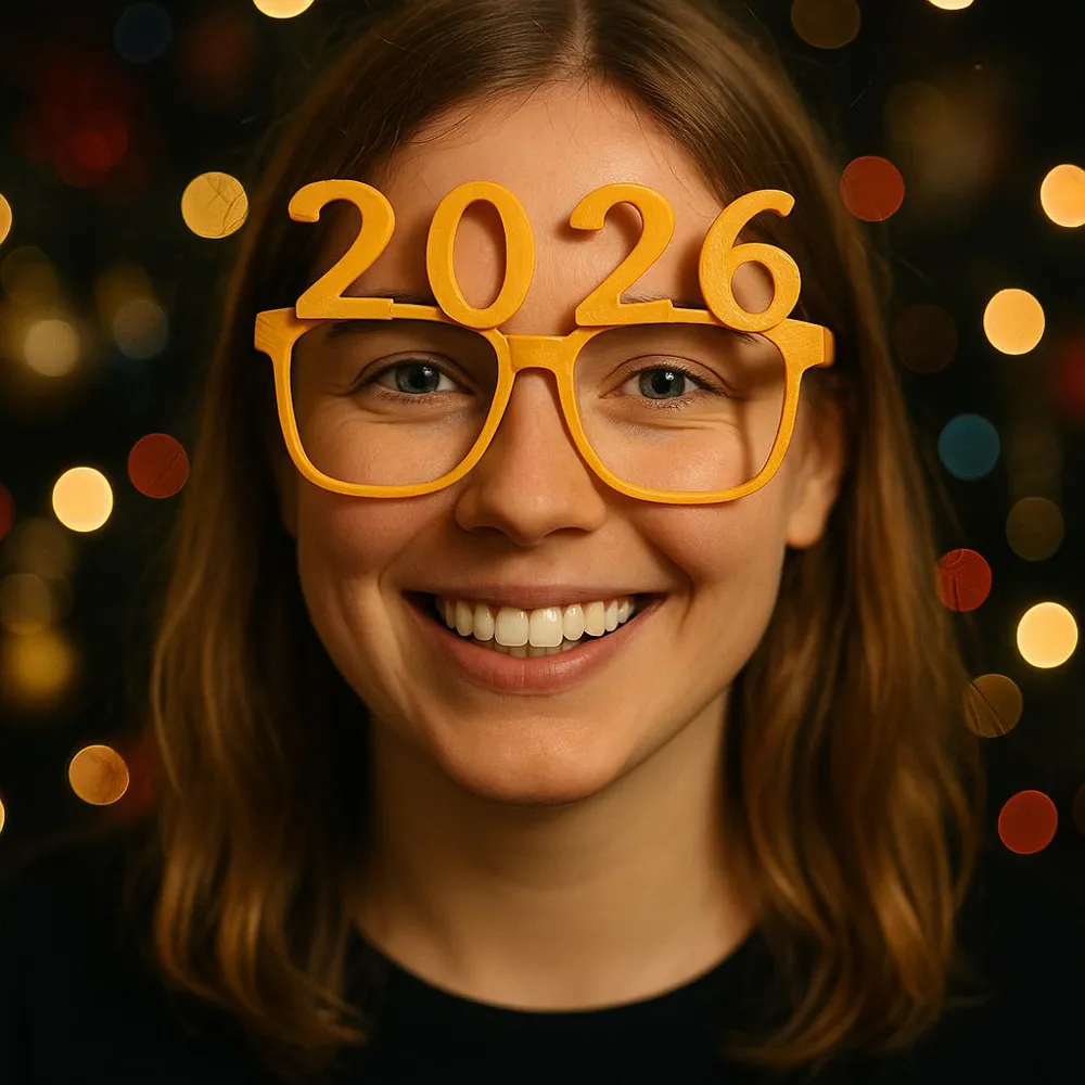 Yılbaşı Temalı Cam Gözlük Dekoratif Süs Özel Tasarım Koleksiyonluk Hediye