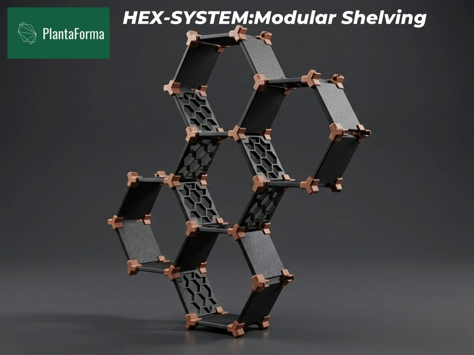 [A1 mini対応] HEX-SYSTEM: モジュラー六角卓上シェルフ