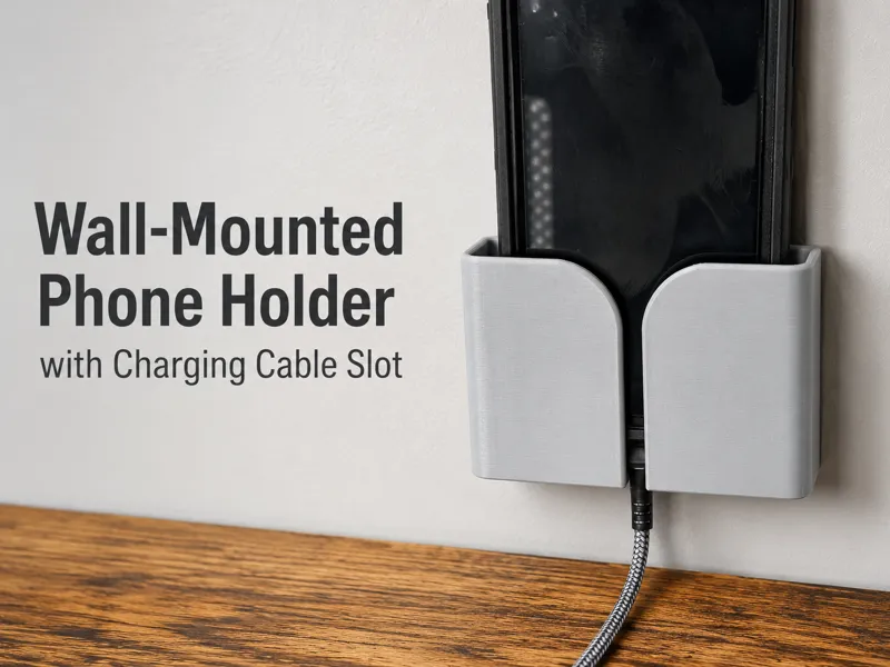 Wall-Mounted Phone Holder with Charging Cable Slot