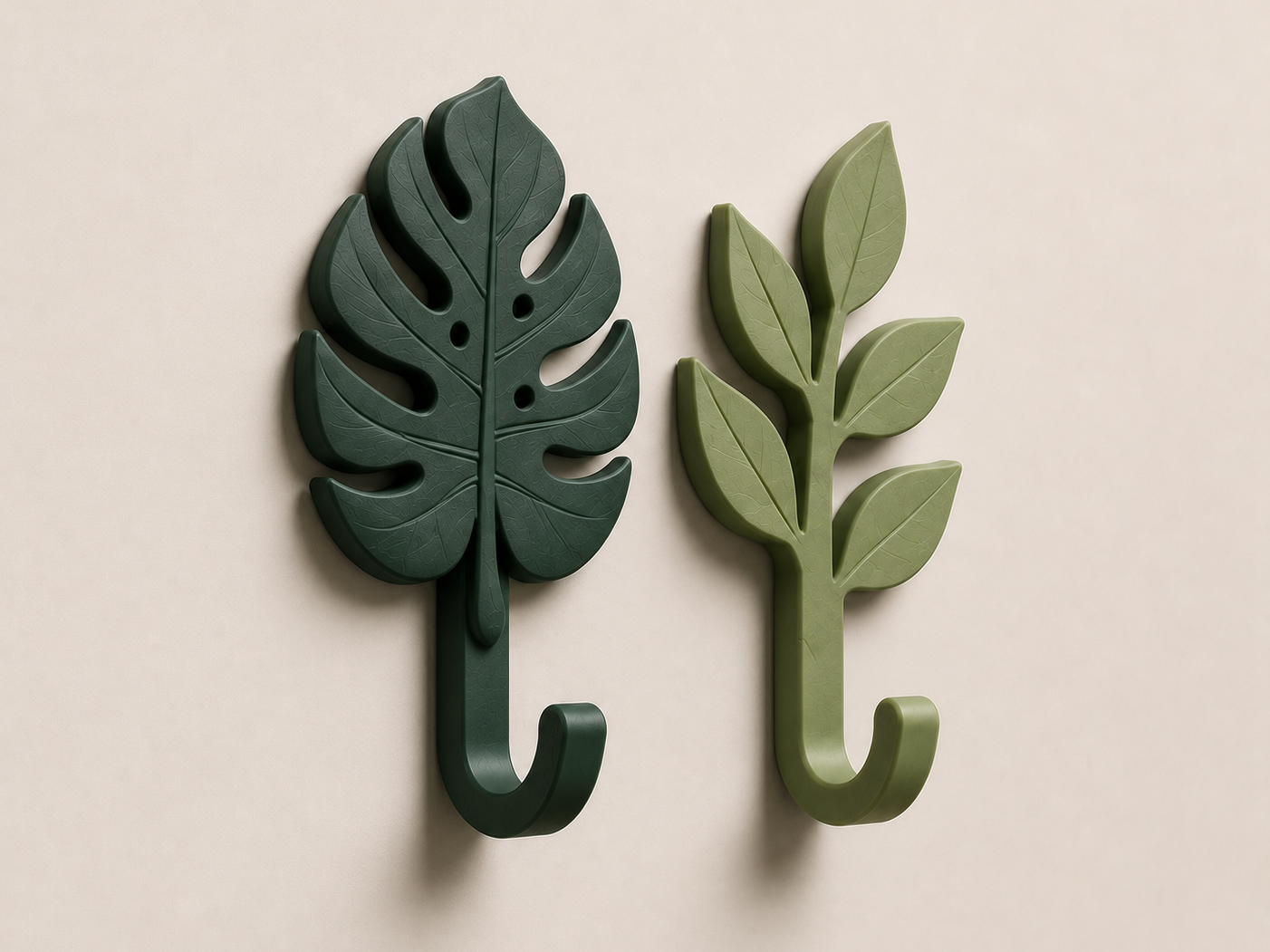 Botanical Leaf Wall Hook Set  Nature Towel Hanger 