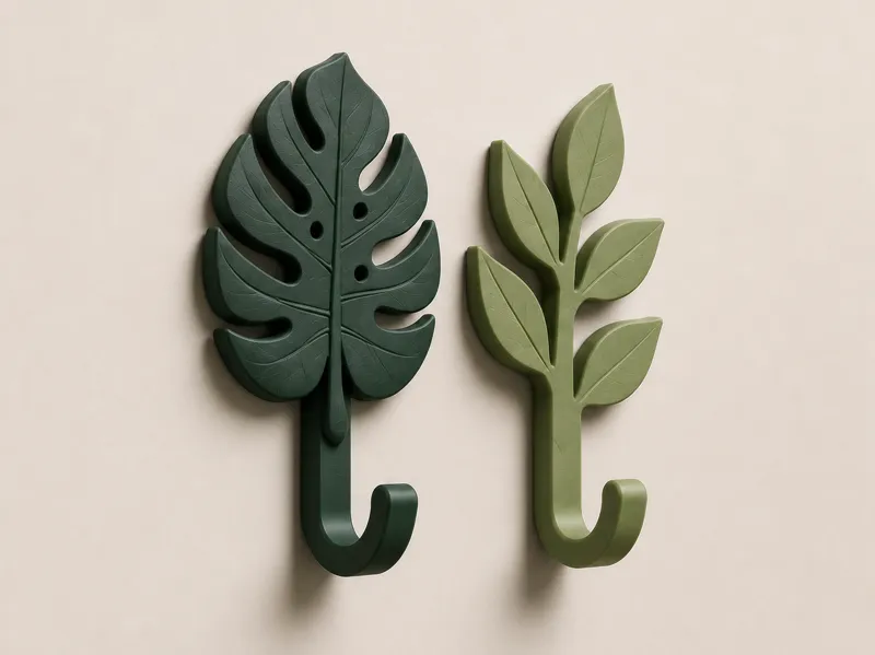 Botanical Leaf Wall Hook Set  Nature Towel Hanger 