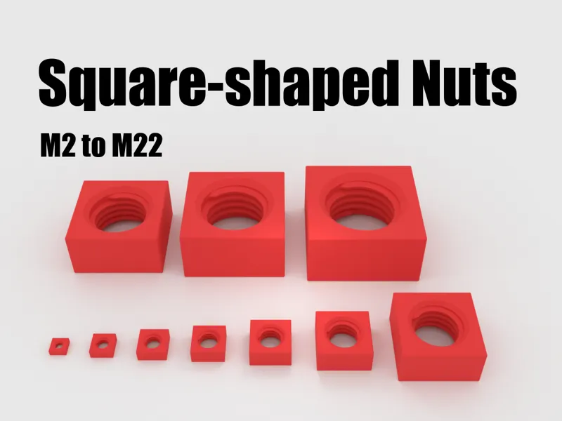 M2 - M22 square-shaped Nuts (incl. imperial sizes)