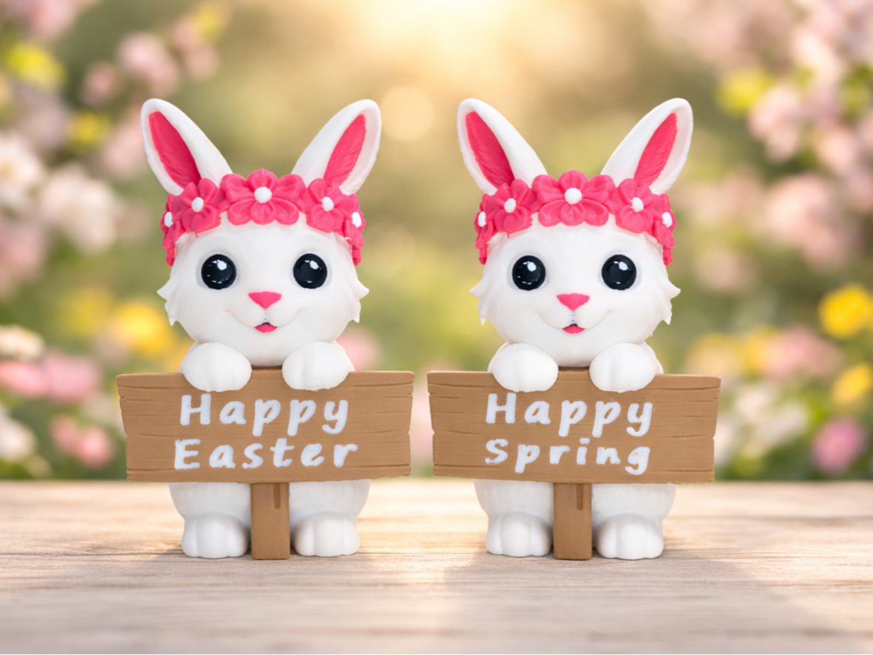 Blossom Bunny Sign Happy Easter / Spring Customize