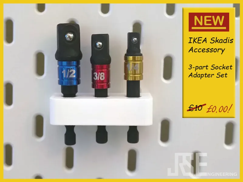 Ikea Skadis3-Part Socket Adapter Set Holder