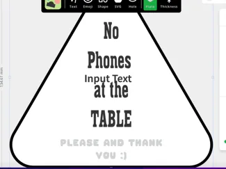No phones at the table sign